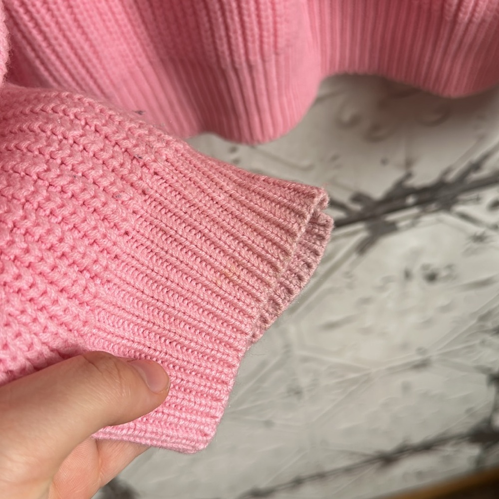 Vintage 80s Pink knit collared sweater - Picture 5 of 6